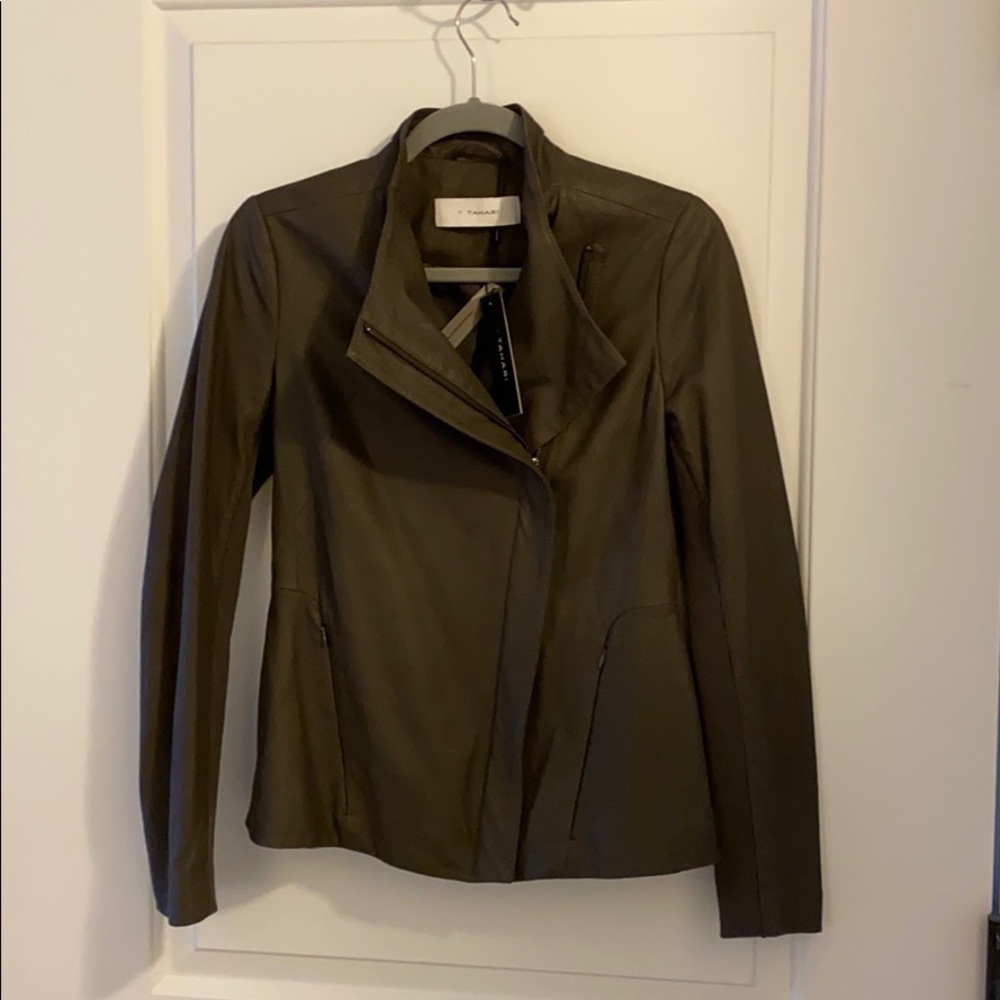 Tahari leather coat size XS
